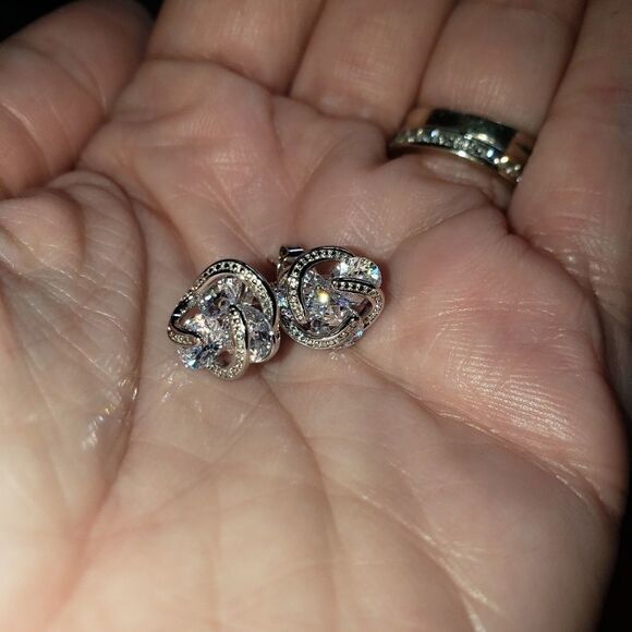 Sterling Silver Floating Stud Earrings - Picture 4 of 4